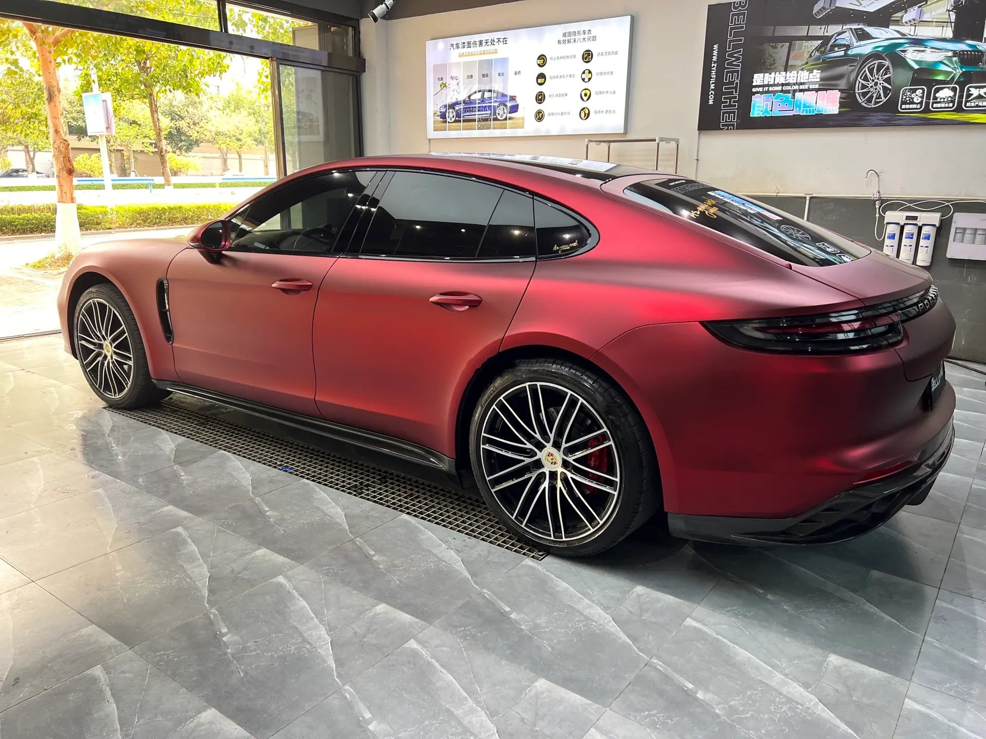 Porsche|Satin Chrome Romani Red Vinyl Wrap|Eowrap