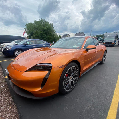 Porsche Taycan|Glossy Metallic Copper Vinyl Wrap|Eowrap