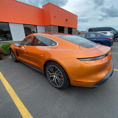 Porsche Taycan|Glossy Metallic Copper Vinyl Wrap|Eowrap