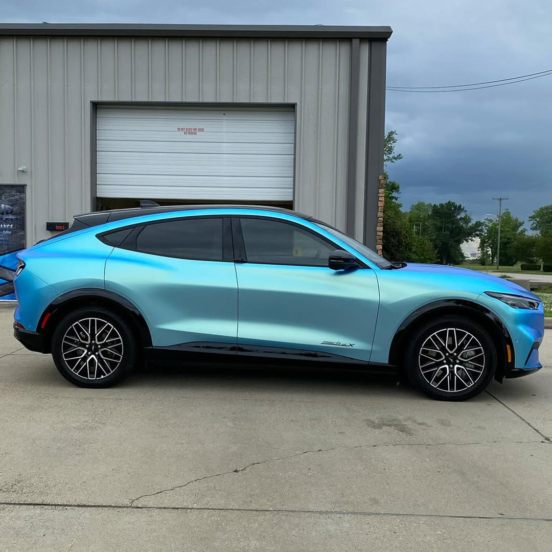 Satin Chrome Light Blue Vinyl Wrap