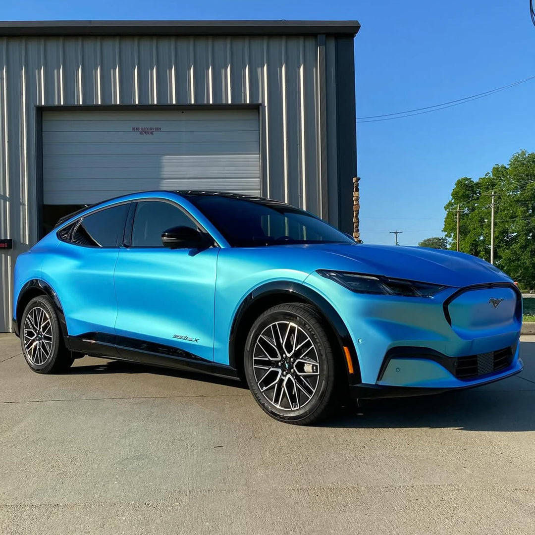 Satin Chrome Light Blue Vinyl Wrap