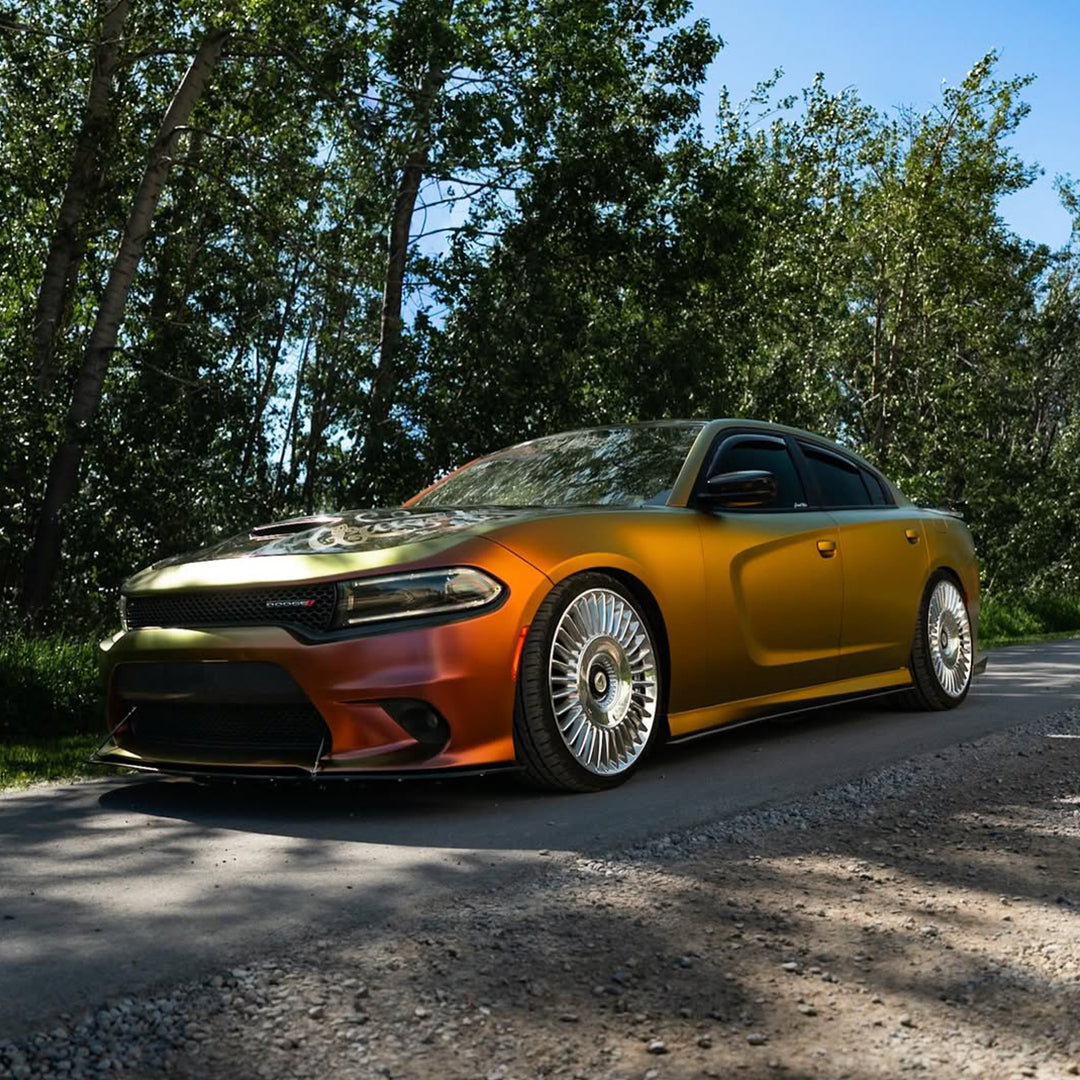 Satin Chrome Orange Green Vinyl Wrap