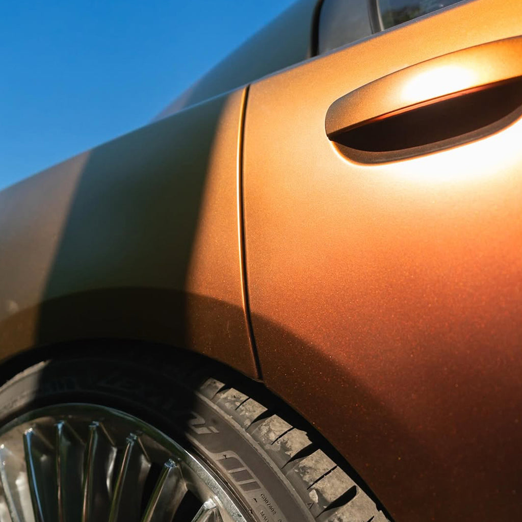 Satin Chrome Orange Green Vinyl Wrap