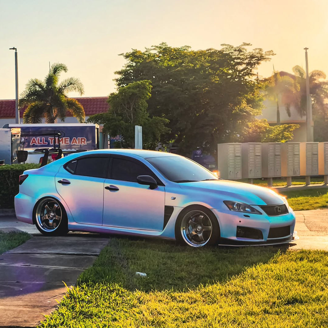 Satin Chrome Rainbow White Vinyl Wrap