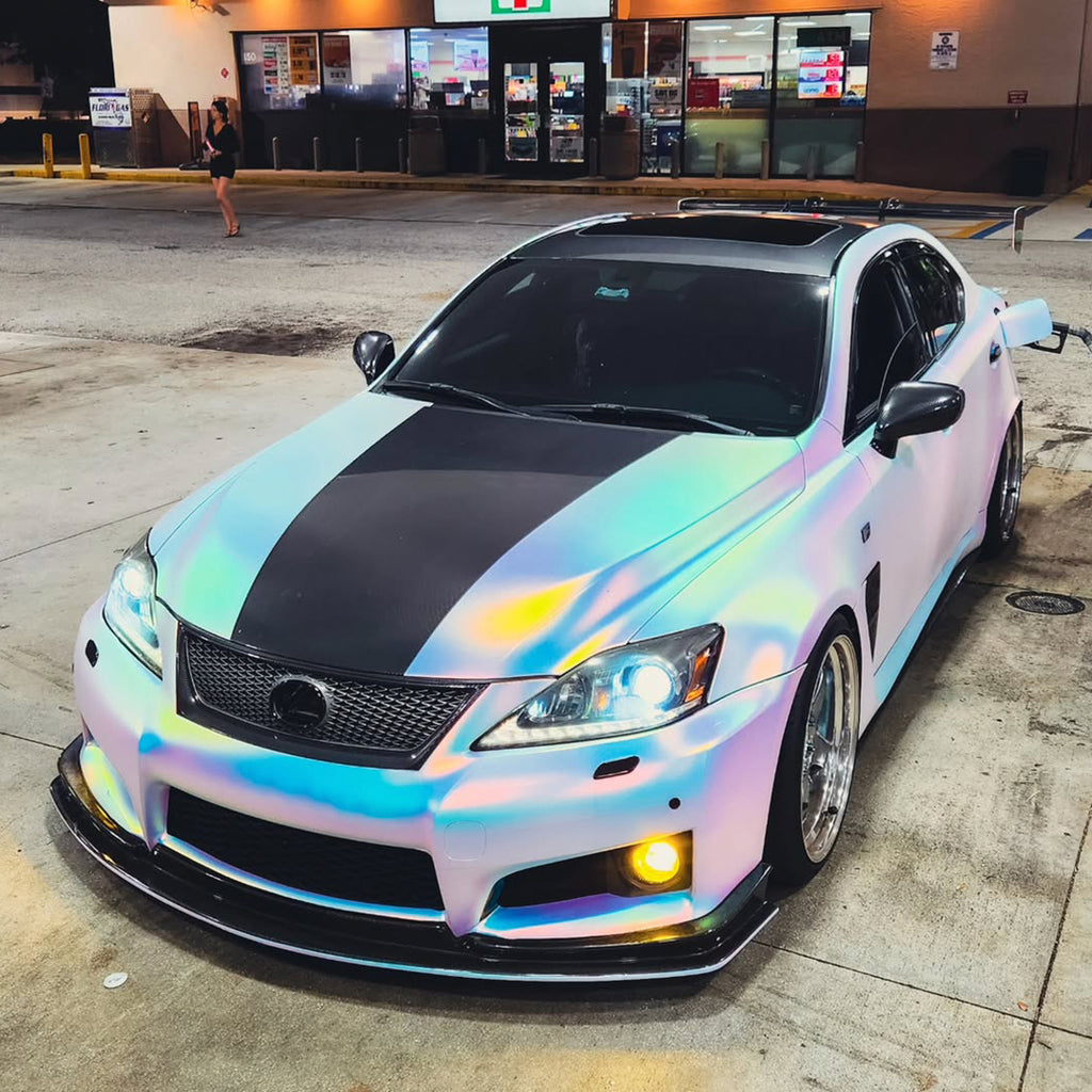 Satin Chrome Rainbow White Vinyl Wrap