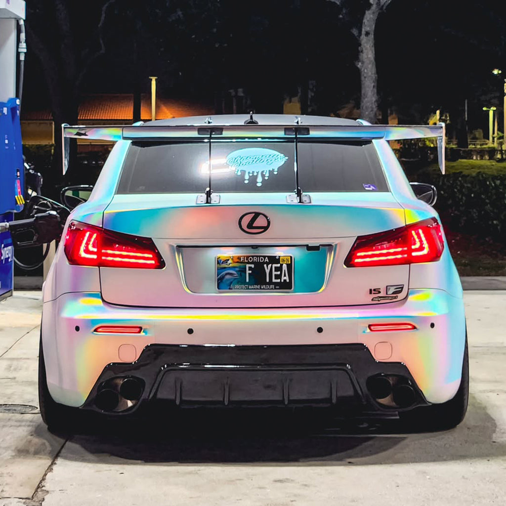 Satin Chrome Rainbow White Vinyl Wrap