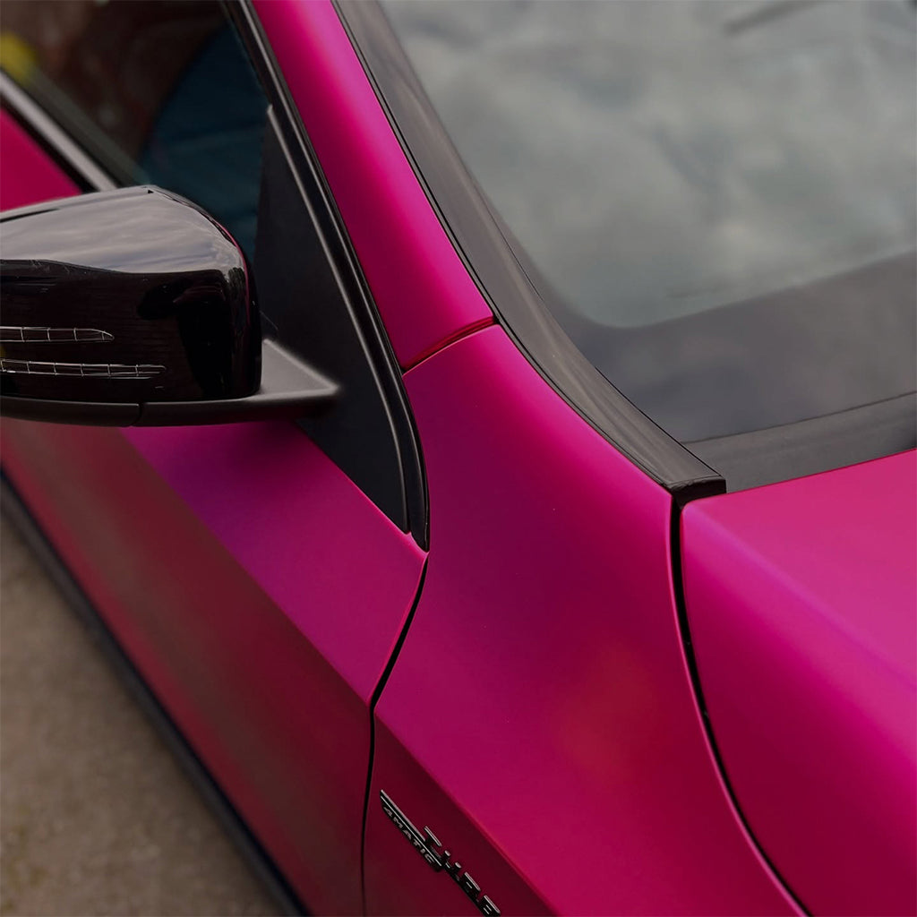 Satin Chrome Rose Red Vinyl Wrap