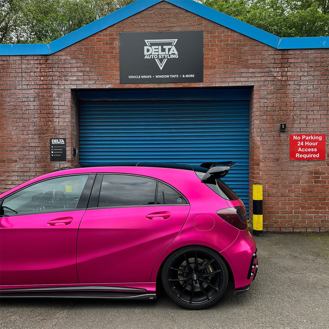 Satin Chrome Rose Red Vinyl Wrap