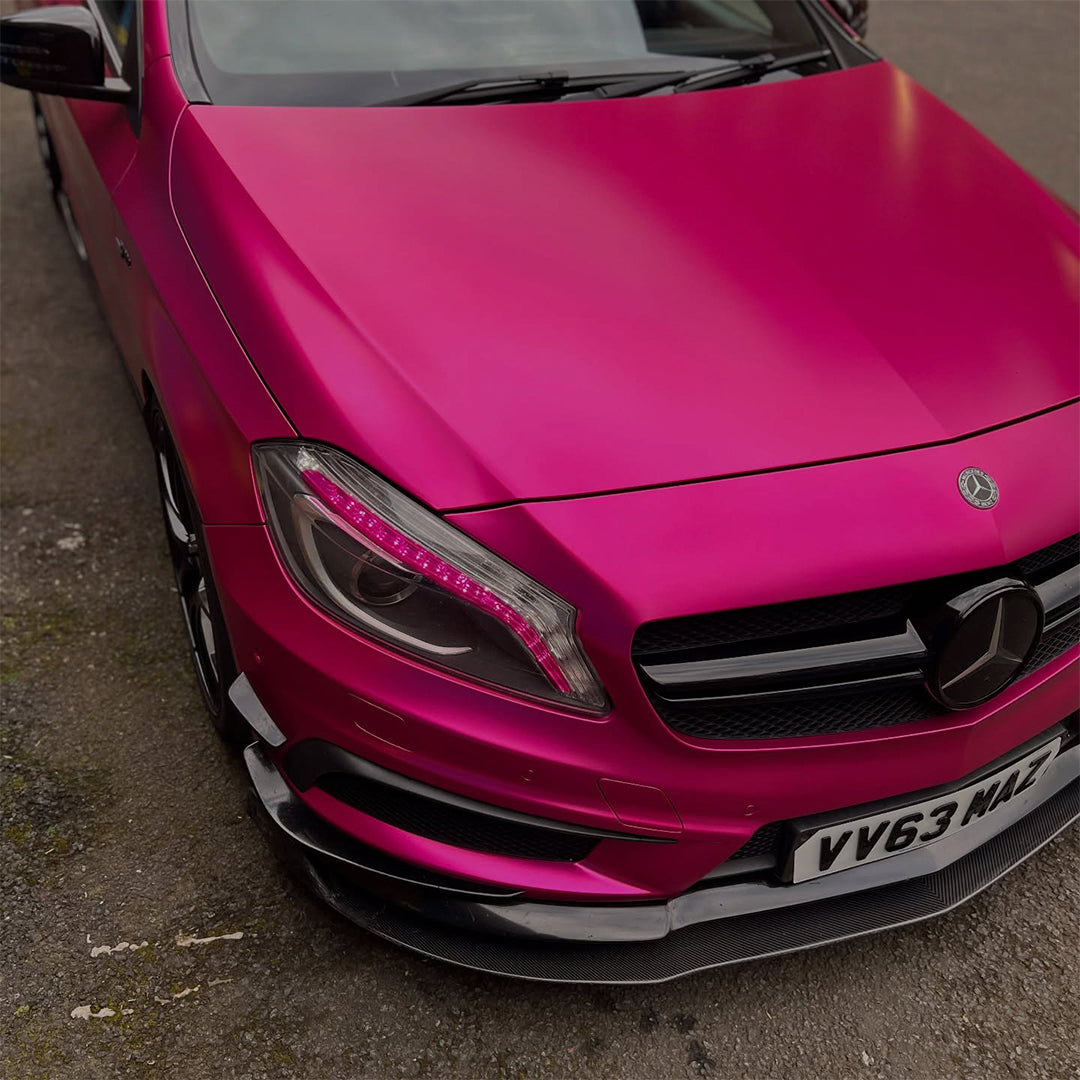 Satin Chrome Rose Red Vinyl Wrap