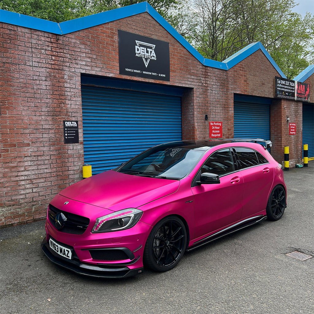 Satin Chrome Rose Red Vinyl Wrap