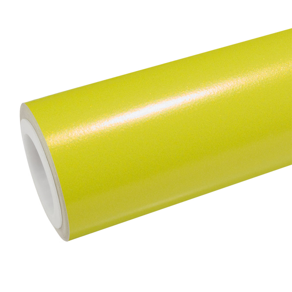 Satin Pearl Neon Yellow Vinyl Wrap - product view 1