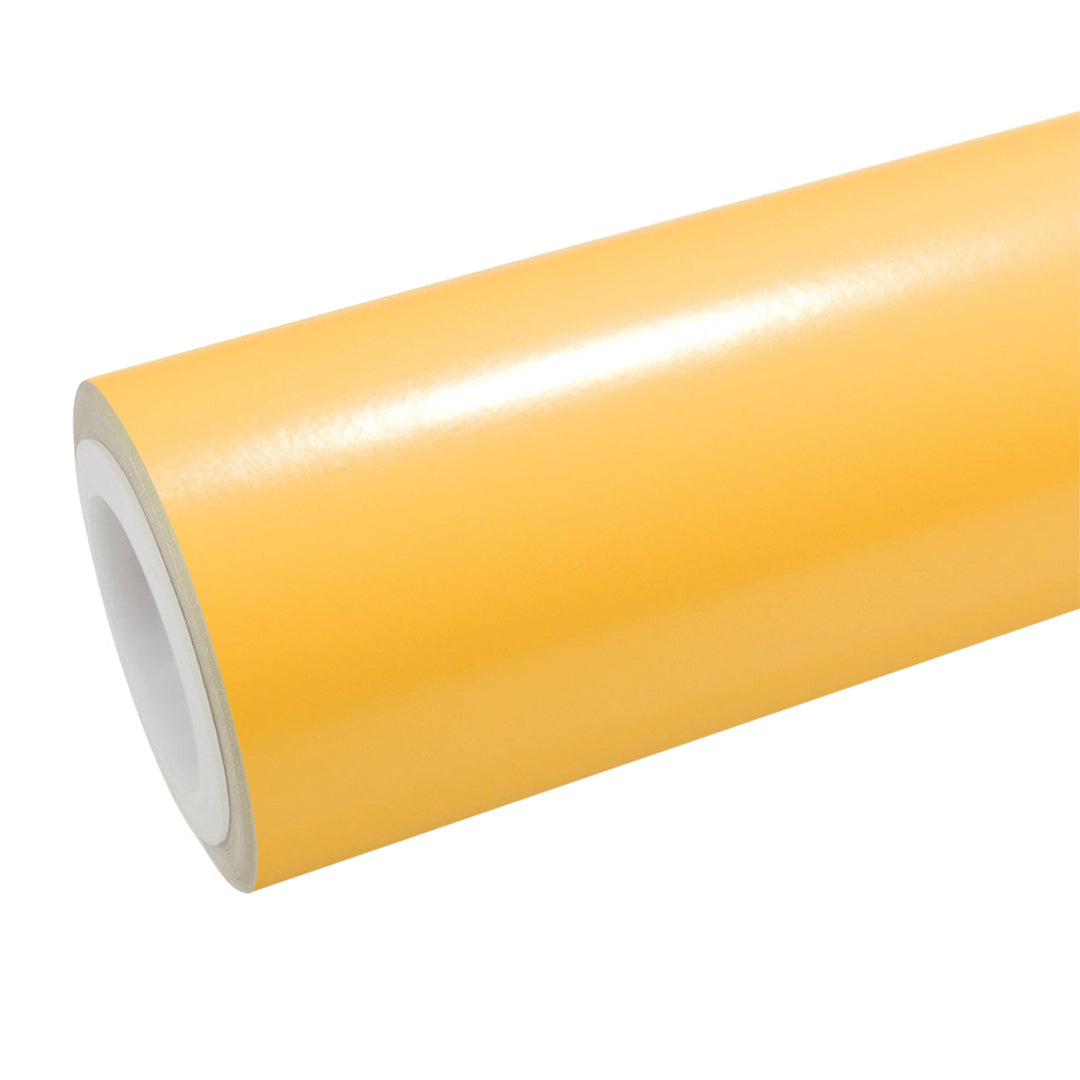 Satin Sunflower Yellow Vinyl Wrap roll and finish view