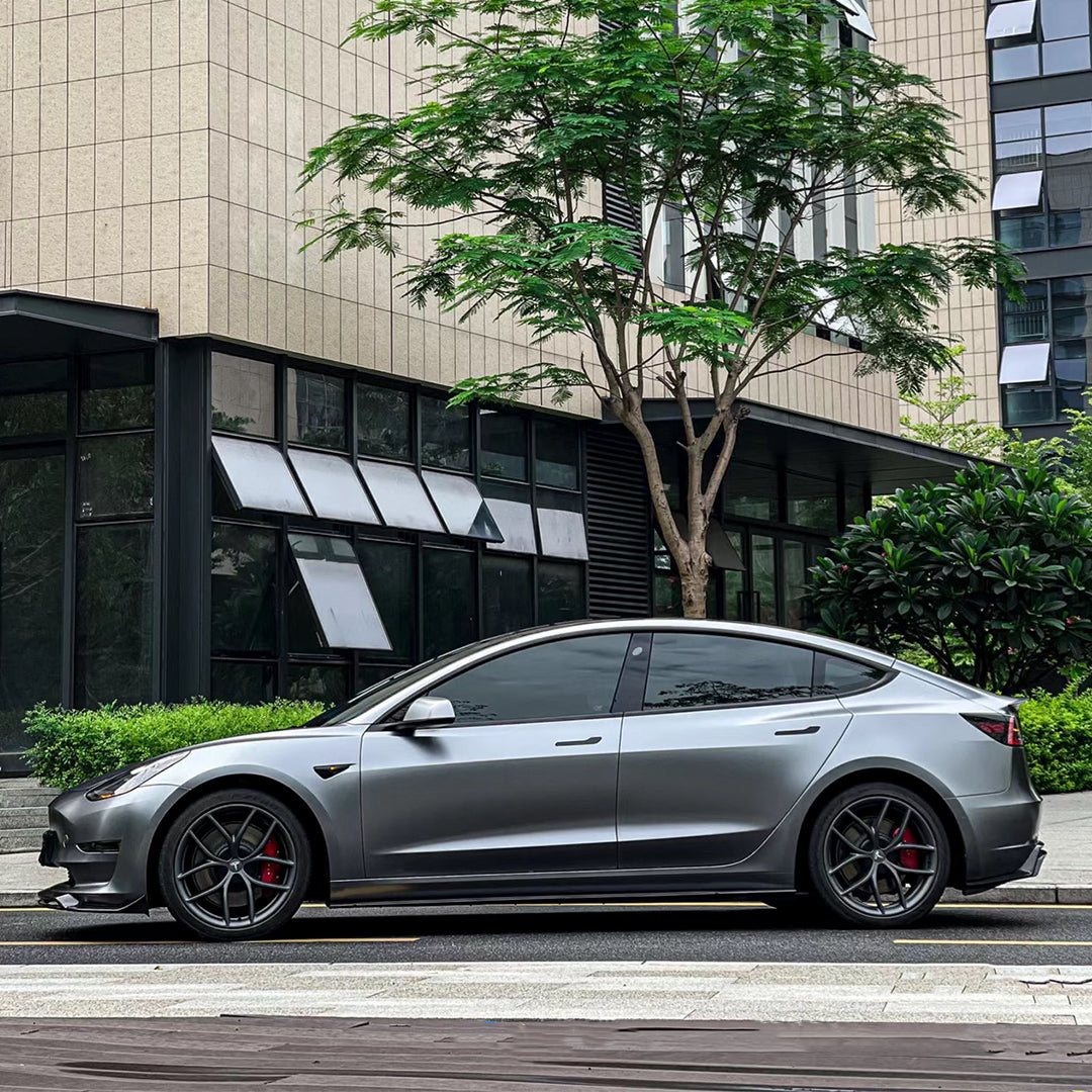 Tesla ModelY|Matte Metallic Titanium Gray Vinyl Wrap|Eowrap