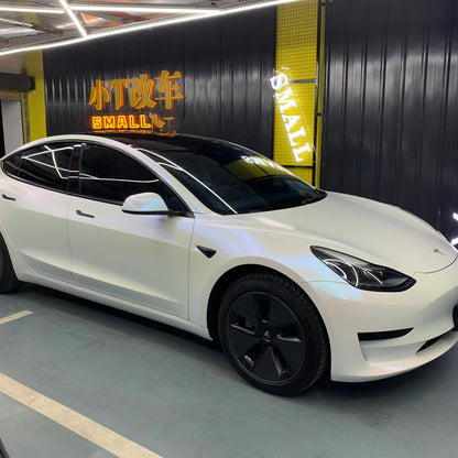 Tesla Model 3 | Glitter Diamond Blue White Vinyl Wrap | Eowrap