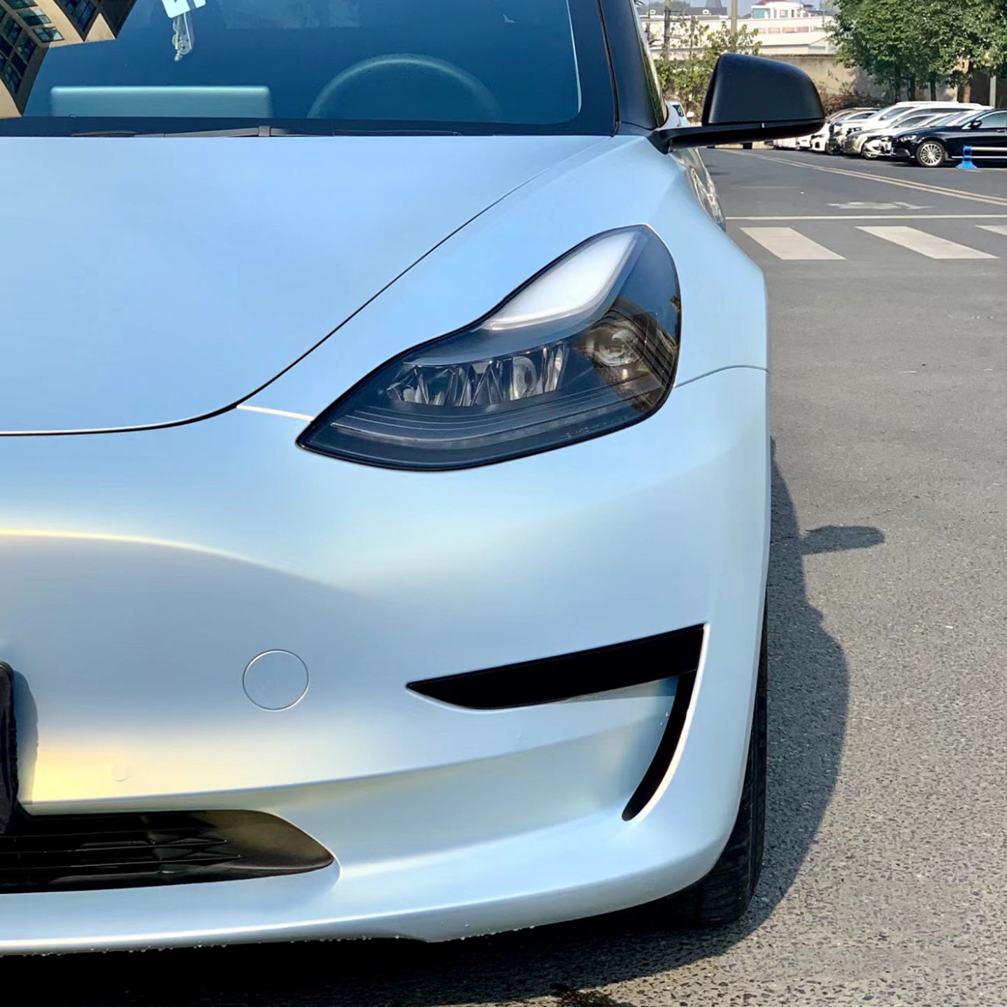 Tesla Model 3|Glitter Metallic Pearl Blue Gold Vinyl Wrap|Eowrap