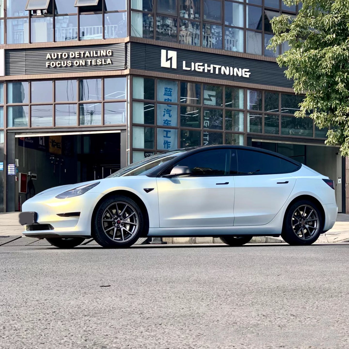 Tesla Model 3|Glitter Metallic Pearl Blue Gold Vinyl Wrap|Eowrap