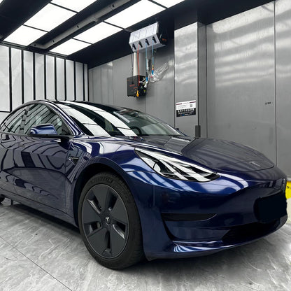 Tesla Model 3|Glossy Metallic Deep Blue Vinyl Wrap|Eowrap