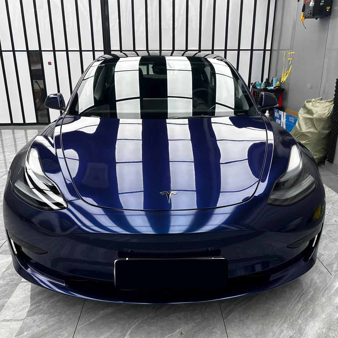 Tesla Model 3|Glossy Metallic Deep Blue Vinyl Wrap|Eowrap