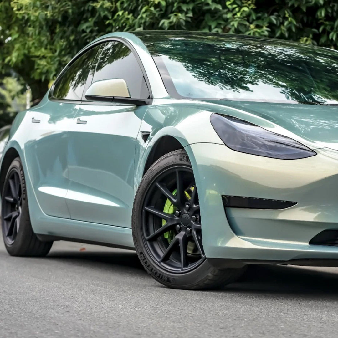 Tesla Model 3|Glossy Metallic Frozen Blue Vinyl Wrap|Eowrap