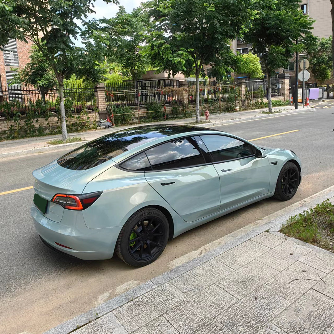 Tesla Model 3|Glossy Metallic Frozen Blue Vinyl Wrap|Eowrap