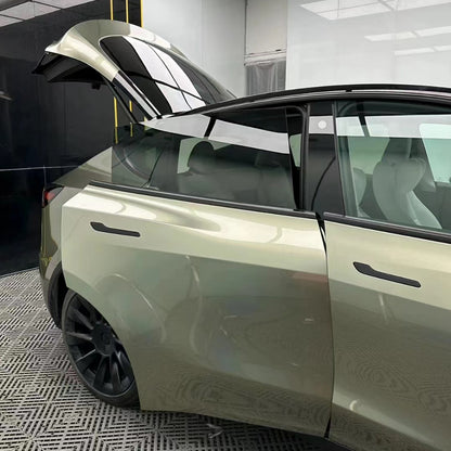 Tesla Model 3|Glossy Metallic Glitter Champagne Millennium Jade Vinyl Wrap|Eowrap