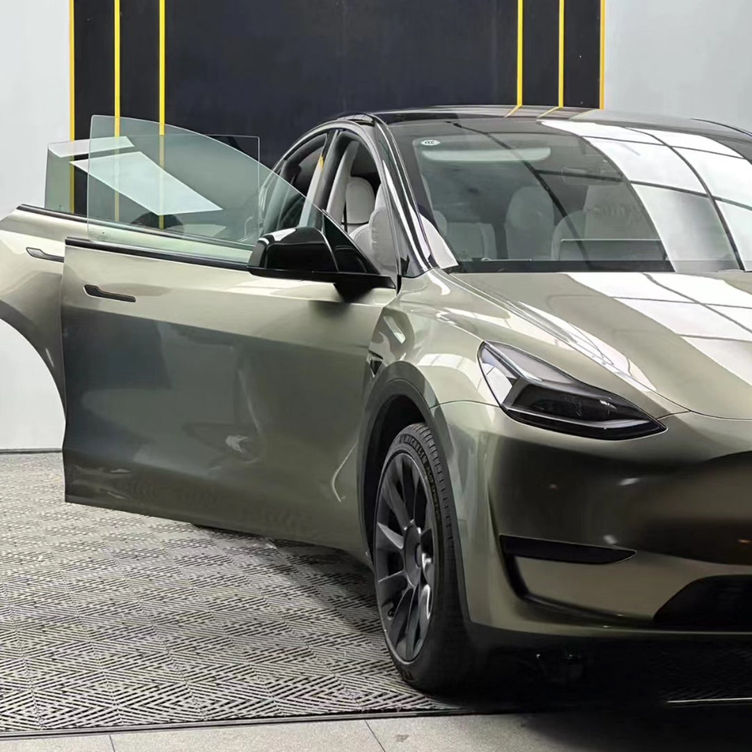 Tesla Model 3|Glossy Metallic Glitter Champagne Millennium Jade Vinyl Wrap|Eowrap