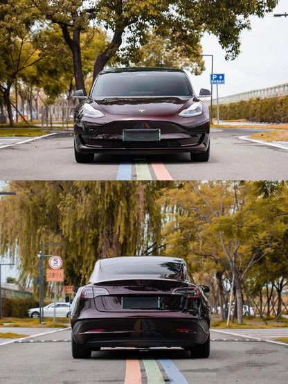 Tesla Model 3|Glossy Metallic Wine Red Vinyl Wrap|Eowrap