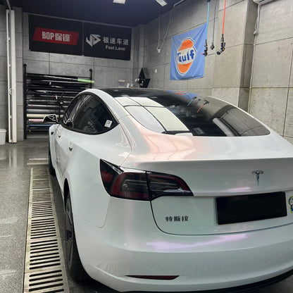 Tesla Model 3|Glossy White Red Vinyl Wrap|Eowrap