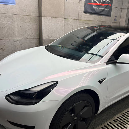 Tesla Model 3|Glossy White Red Vinyl Wrap|Eowrap