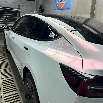 Tesla Model 3|Glossy White Red Vinyl Wrap|Eowrap