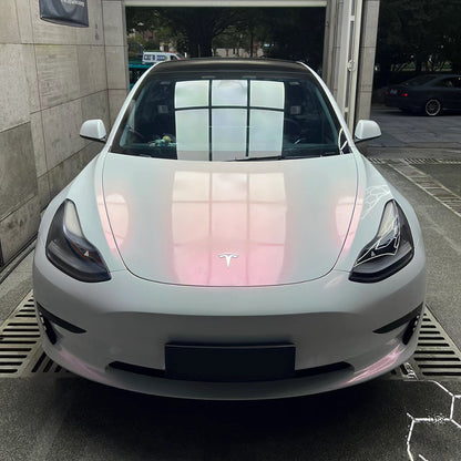 Tesla Model 3|Glossy White Red Vinyl Wrap|Eowrap