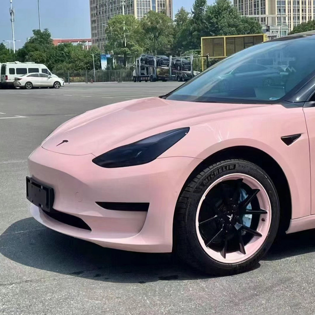 Tesla Model 3|High Glossy Baby Pink Vinyl Wrap|Eowrap