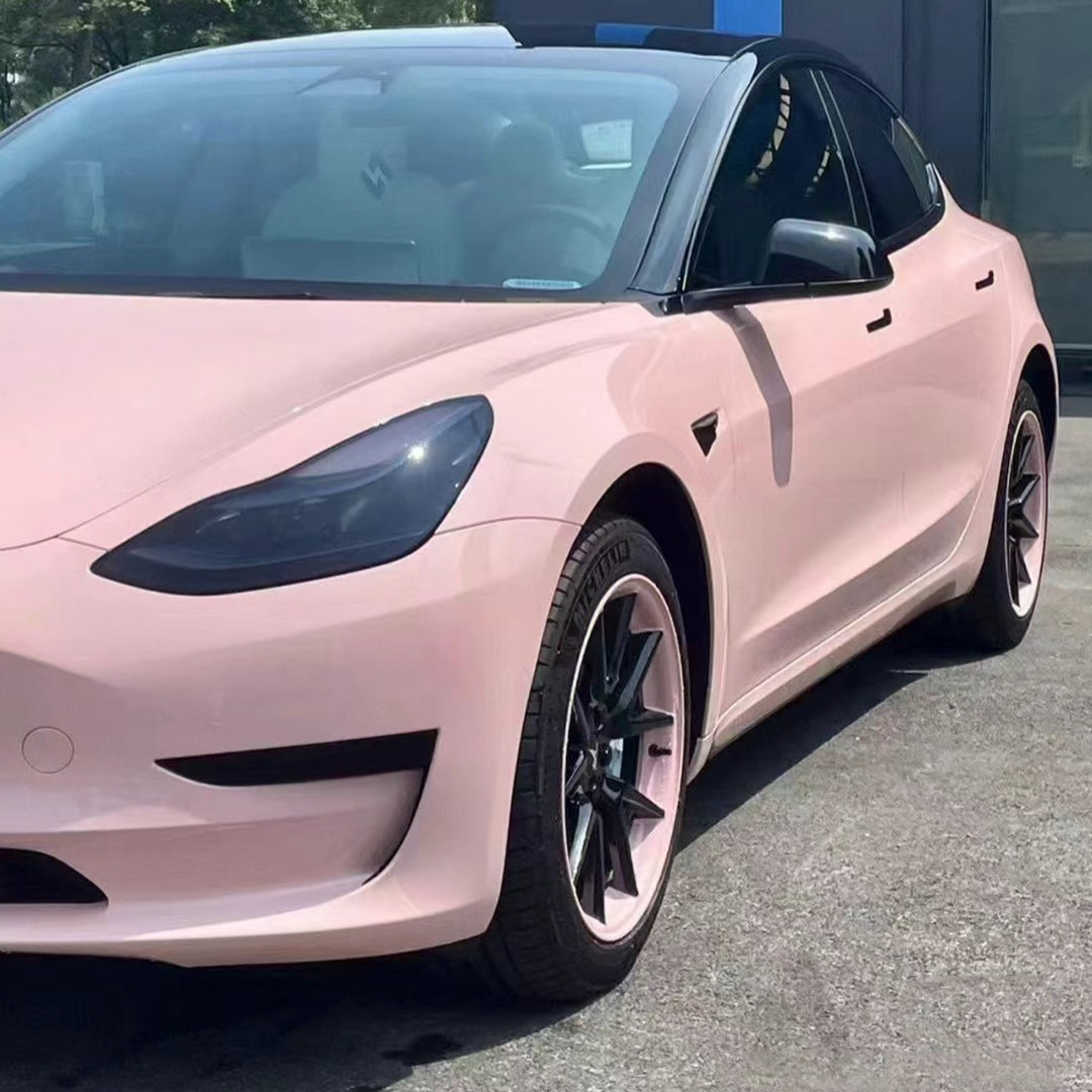 Tesla Model 3|High Glossy Baby Pink Vinyl Wrap|Eowrap