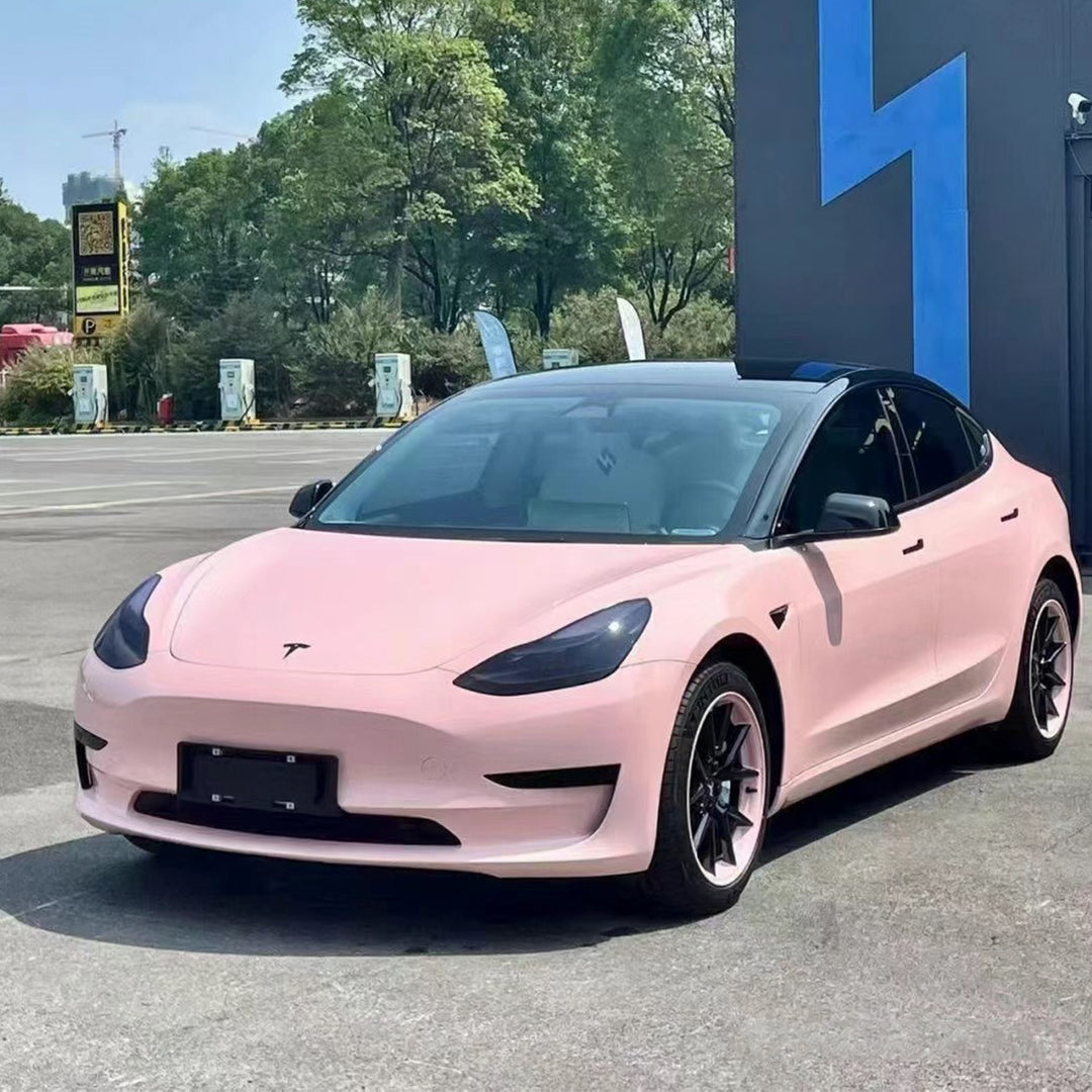 Tesla Model 3|High Glossy Baby Pink Vinyl Wrap|Eowrap