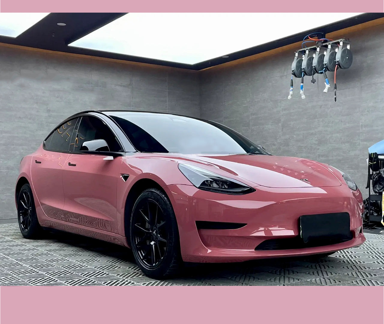 Tesla Model 3|High Glossy Bean Red Vinyl Wrap|Eowrap