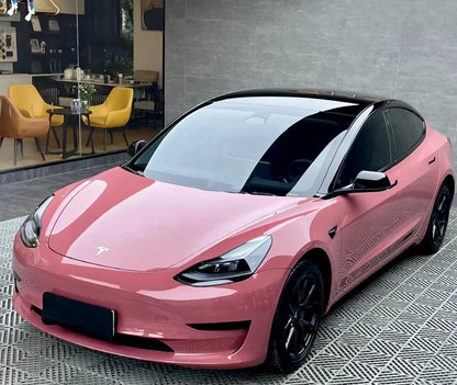 Tesla Model 3|High Glossy Bean Red Vinyl Wrap|Eowrap