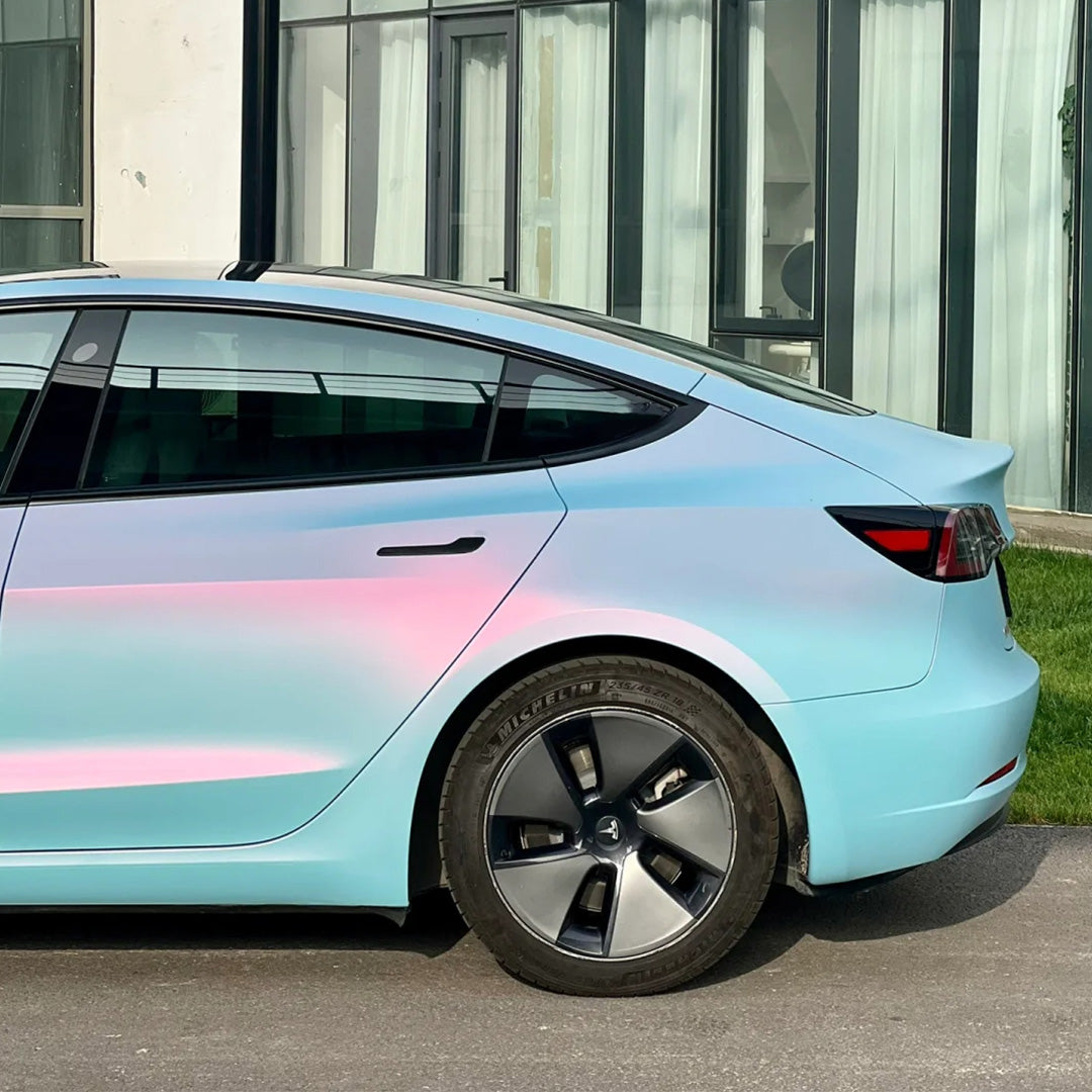 Tesla|Matte Blue Shift Pink Vinyl Wrap|Eowrap