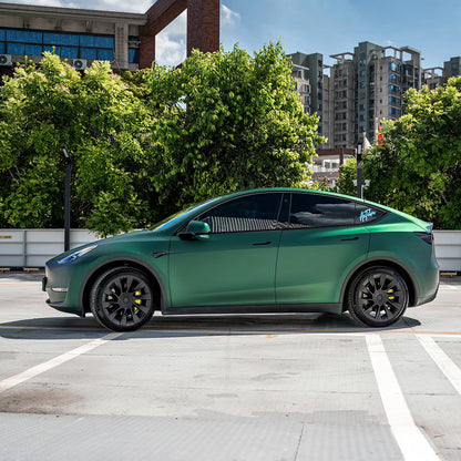 Tesla Model 3|Satin Chrome Silk Green Vinyl Wrap|Eowrap