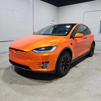 Tesla Model X|Candy Metallic Neon Orange Vinyl Wrap|Eowrap