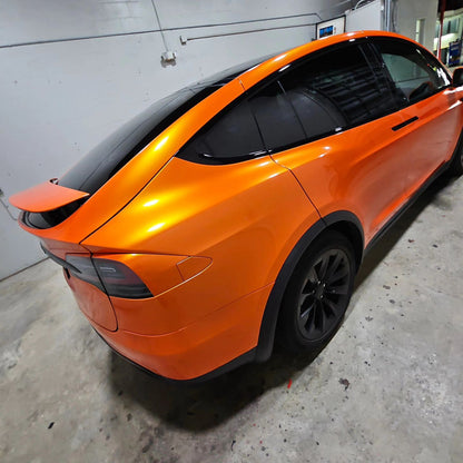 Tesla Model X|Candy Metallic Neon Orange Vinyl Wrap|Eowrap