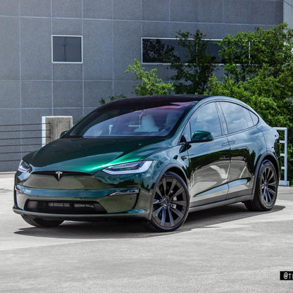 Tesla Model X|Glossy Metallic Sacramento Green Vinyl Wrap|Eowrap