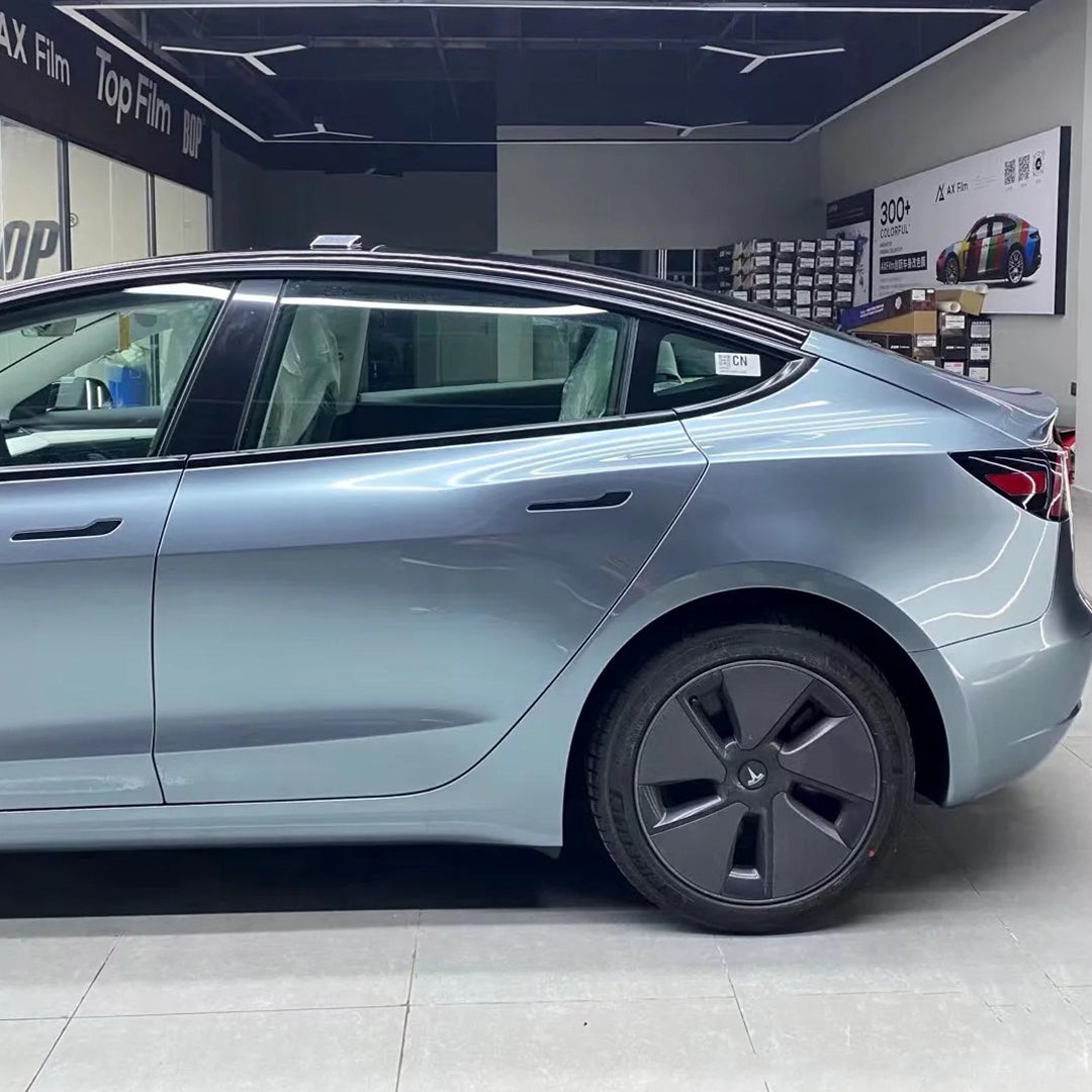 Tesla Model Y|Glossy Metallic Beau Blue Vinyl Wrap|Eowrap