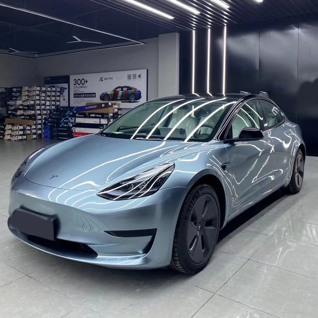 Tesla Model Y|Glossy Metallic Beau Blue Vinyl Wrap|Eowrap