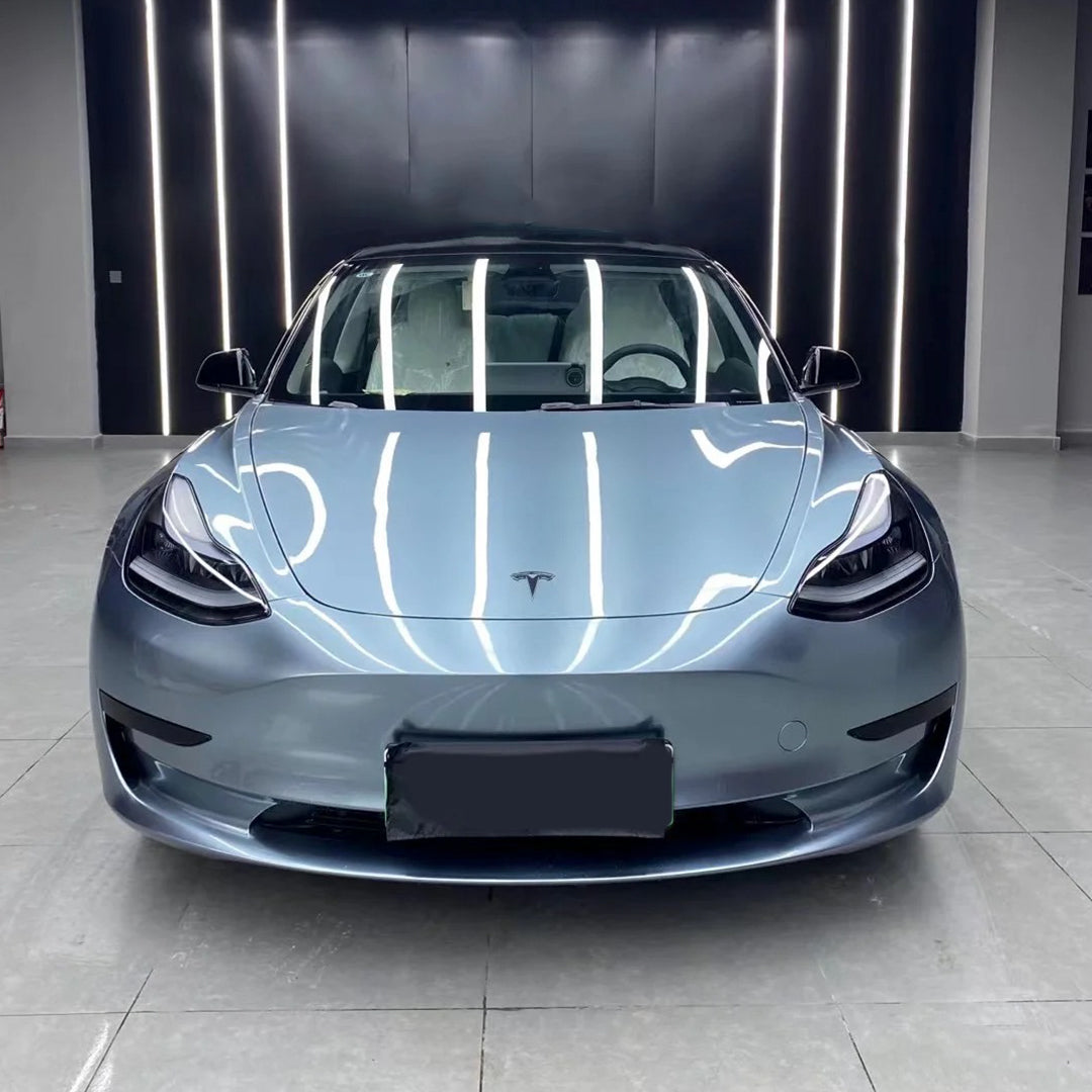 Tesla Model Y|Glossy Metallic Beau Blue Vinyl Wrap|Eowrap