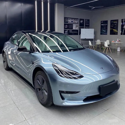 Tesla Model Y|Glossy Metallic Beau Blue Vinyl Wrap|Eowrap