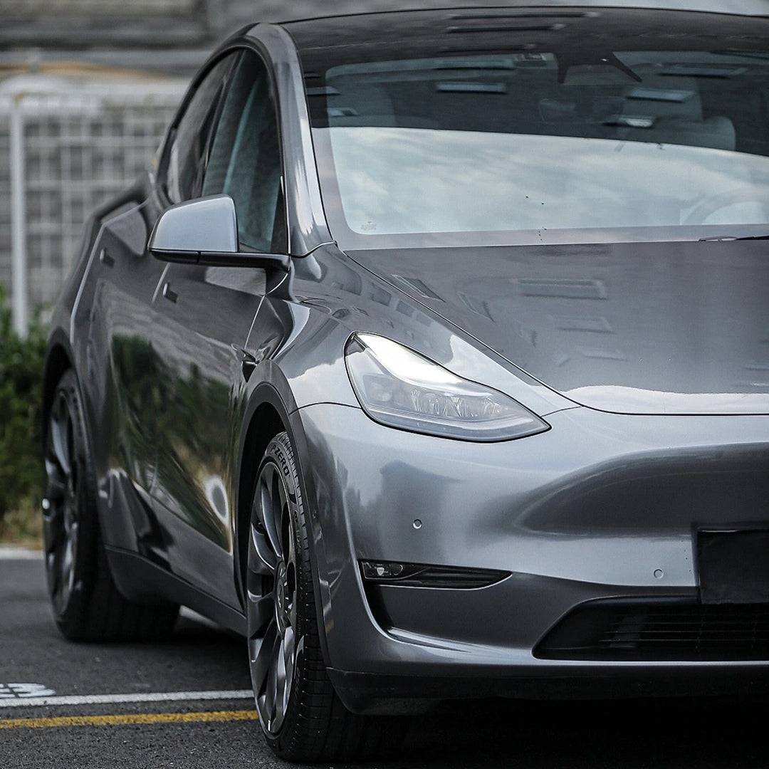 Tesla Model Y|Glossy Metallic Dark Gray Vinyl Wrap|eowrap