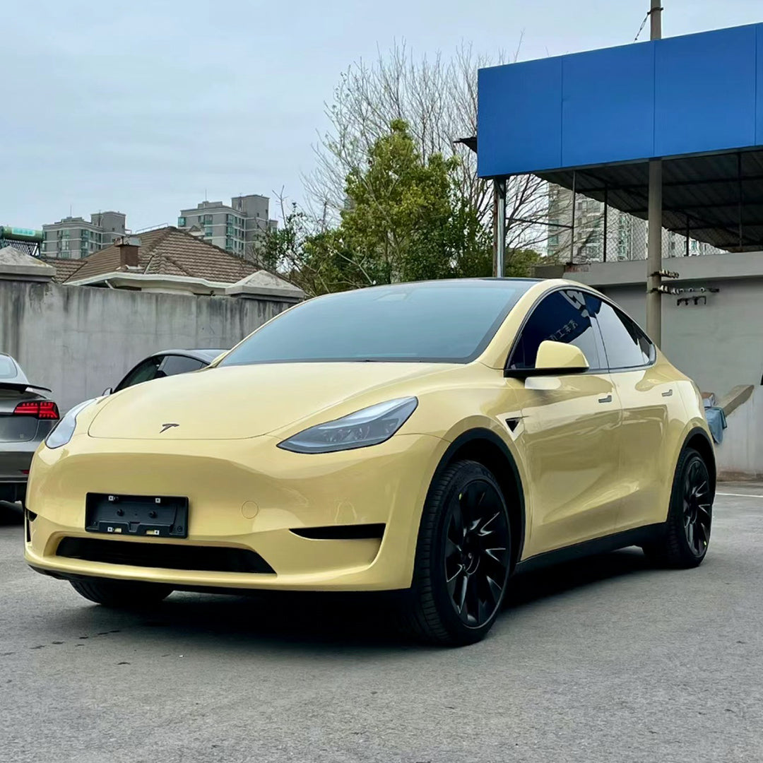 Tesla Model Y|High Glossy Pastel Yellow Vinyl Wrap|Eowrap