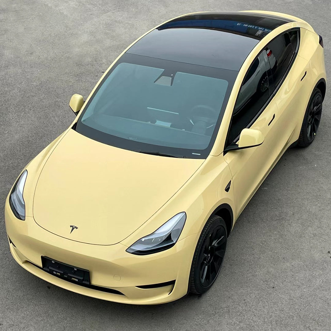 Tesla Model Y|High Glossy Pastel Yellow Vinyl Wrap|Eowrap