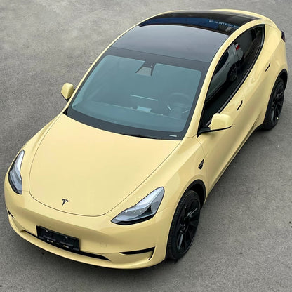 Tesla Model Y|High Glossy Pastel Yellow Vinyl Wrap|Eowrap