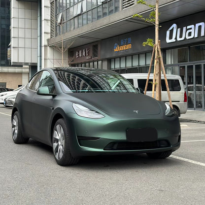 Tesla Model Y|Matte Metallic Hunter Green Vinyl Wrap|Eowrap